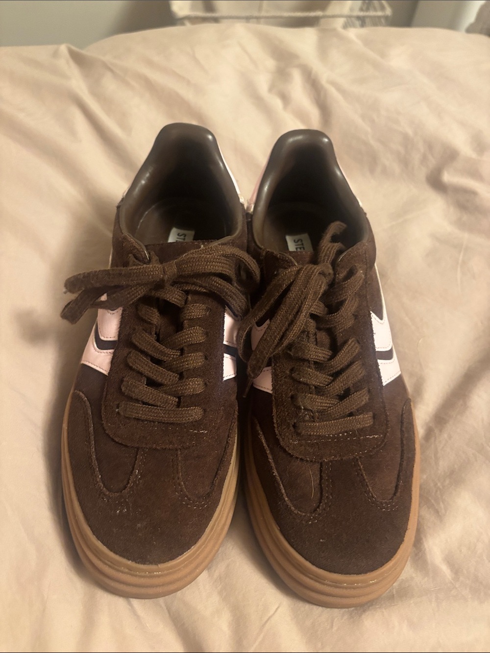 Steve Madden Brown Suede Sneakers with Pink Accent